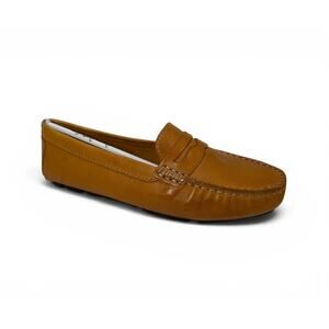 Massimo Matteo Penny Driver Loafer Womens 6 B Tan Bison Leather Moccasin Slip On